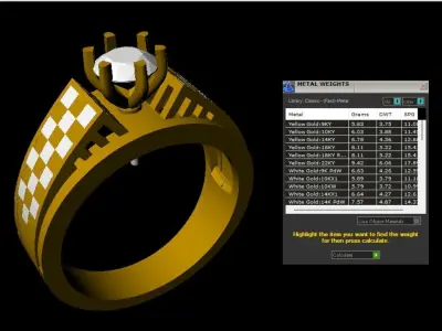 Regal Grid Solitaire Gents Ring 3D print model
