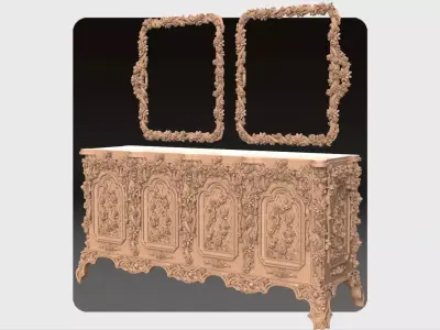 Carved console ornament for cnc 04 3D model