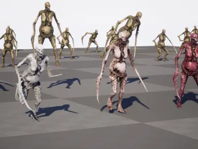 Necromutant5 skeleton holding sword Low-poly 3D model