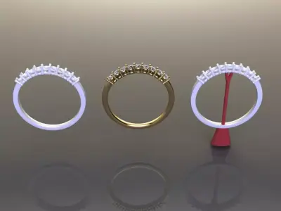 Basket 1 Quarter Diamond Fashion Band Ring 3D print model