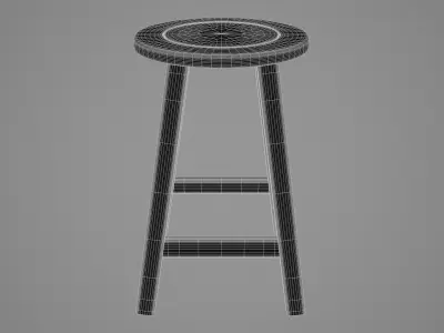 Medium Round Stool Dark Wood Low-poly 3D model