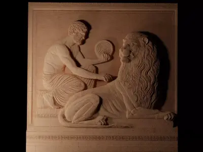 Man And Lion CNC 3d Print High Relief Sand Casting 3D print model