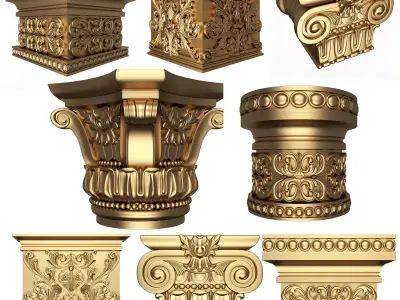 Collection of Capitals 02 Low-poly 3D model