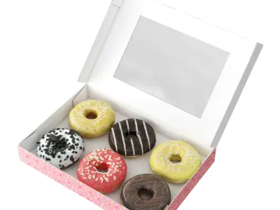 Donuts in Box 3D model