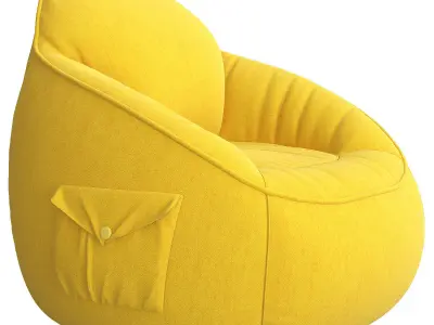 Canvas Bean Bag Chair 3d model Low-poly 3D model