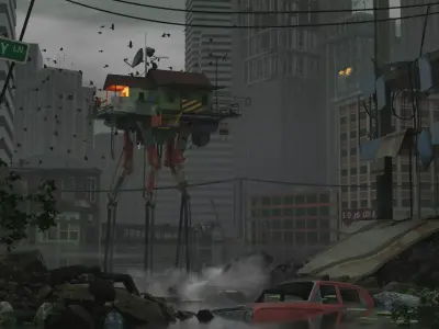 Walking house  Post apocalyptic Free 3D model