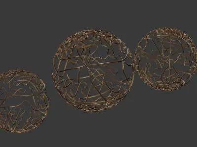 Brass Sphere Decor Set  3D model