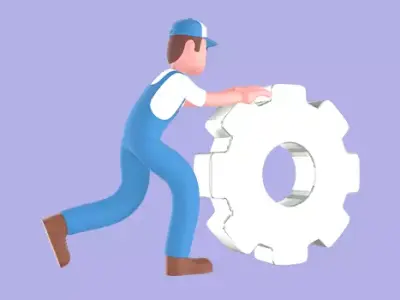 Stylized 3D Male Mechanic Character - Cartoon Smiling Tire Pose 3D model