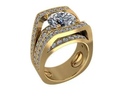 Luxury Big Golden Ring 3D model