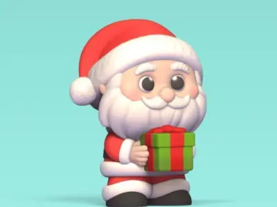 Santa Claus with Present 3D print model