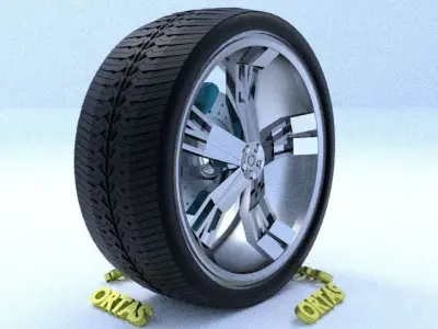 ORTAS CAR RIM 67-68 GAME READY RIM AND TIRE 3D Model Pack