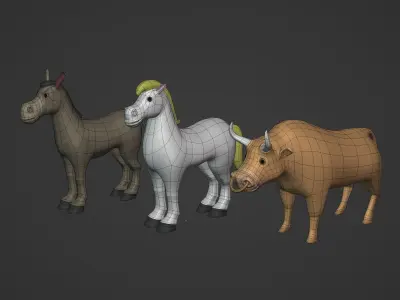 Cartoon Animals Pack Low-poly 3D model
