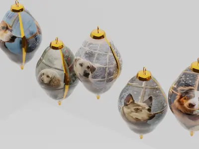 Christmas Pet-dogs-set2 3D model 3D model