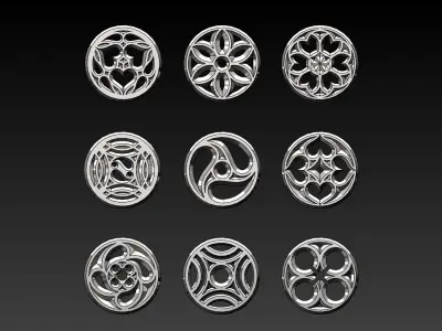9 medieval ornaments 3D print model