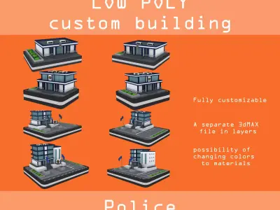 Police low poly pack Low-poly 3D model