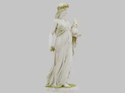 Elegant Marble Garden Statue of Woman Low-poly 3D model