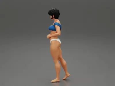Beautiful young slim girl wearing bikini standing 3D print model