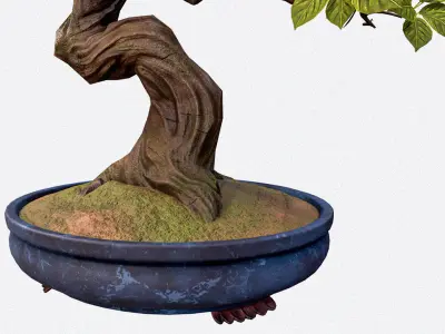 Japanese Bonsai Pot Plant Low-poly 3D model