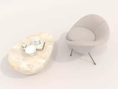 Modern Coffee Table and Armchair Set 52 3D model