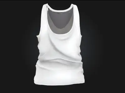 White Tank Top  Minimalist Comfort and Everyday Versatility 3D model