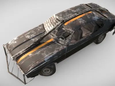 Post Apocalyptic Coupe PBR Low-poly 3D model