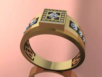 Mens Elegant Ring Gold Jewlery Brand 3D print model