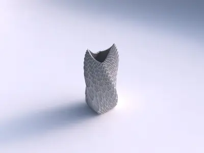 Vase twisted double arc quadratic with wavy grid piramides 3D print model