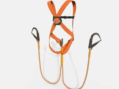 Worker Harness with rope Low-poly 3D model