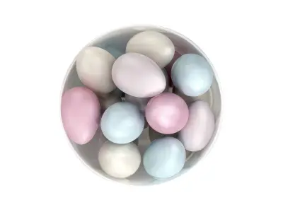 White Bowl with Easter Eggs 3D model