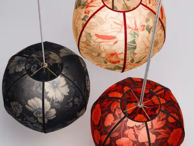 Paper Lantern Set 01 Low-poly 3D model