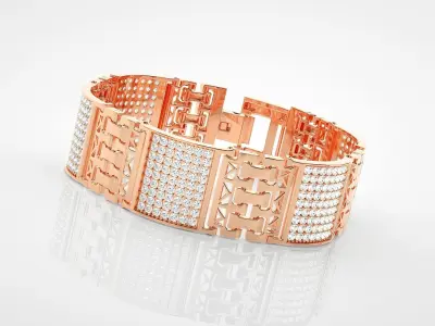 Mesh High Jewelry Diamond Head Bracelet 3dm stl renders details 3D print model