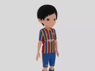 Barcelona Soccer - Football  Player Low-poly 3D model