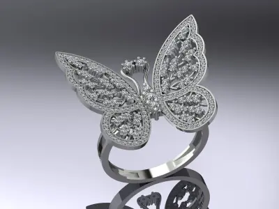 Butterfly Jewelry Ring Gold 3D print model