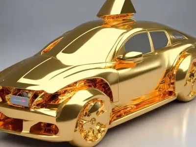 3d golden car Low-poly 3D model