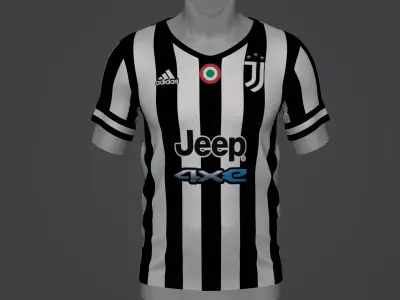 juventus Football Jersey T-Shirt - Soccer Kit Low-poly 3D model