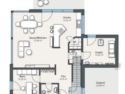 Modern Double Story Home with Open Floor Plan 3D Model Low-poly 3D model