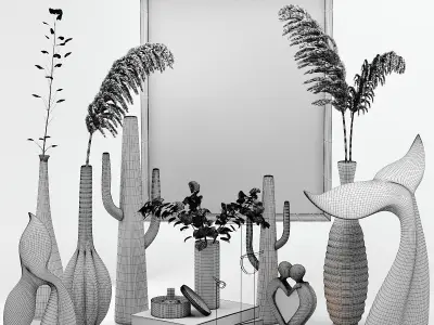 Decor Set No2 - by Metal Saguaro Cactus Sculpture 3D model