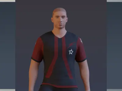 Football Player game ready character Low-poly 3D model