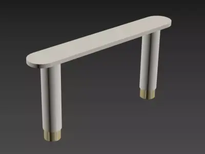 Modern Luxury Console Table velvet beige  and oak Wood Low-poly 3D model