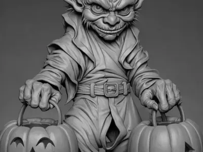 Cute Goblin Halloween Character 3D Model for Jewelry Pendant 3D print model