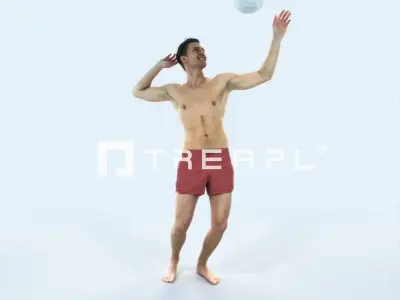 Virtue 04K Beach Serving Sports Man Low-poly 3D model