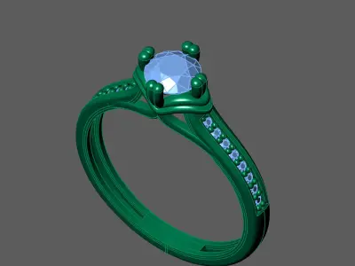 Womens Rings With Stone Ring Ready STL 3DM Models Rings women 3D print model get