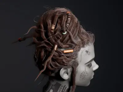 Dreadlocks Realtime Hairstyle - Game Hair Low-poly 3D model