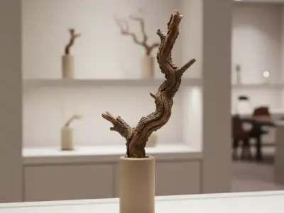 Decorative Dried Wood Branch in Modern Vase Low-poly 3D model