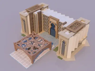 0170 - Islamic Facade Building 3D model