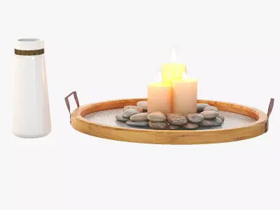 Stonebriar Oval Rustic  Wood Tray Centerpiece for Table Top 3D model