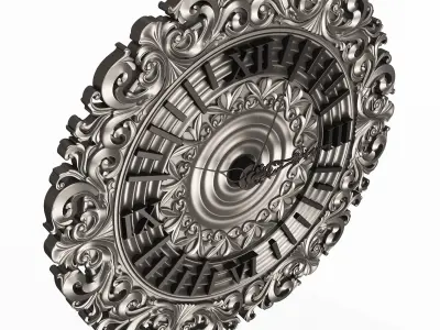 Classic Wall Clock 018 Chrome Low-poly 3D model