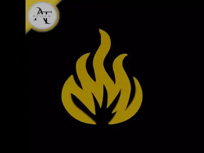 Simple Flame Symbol - 2D Art Free 3D print model 9