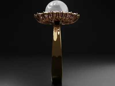 Pearl Diamond Ring Free 3D print model