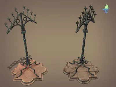 Gothic Candelabra Low-poly 3D model